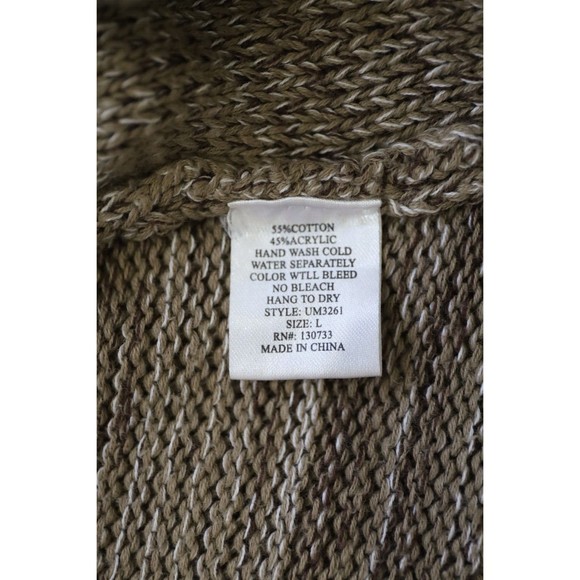 Umgee USA Womens Large Long Sleeve V-Neck Tan Sweater Pockets Cotton Blend - Picture 7 of 7